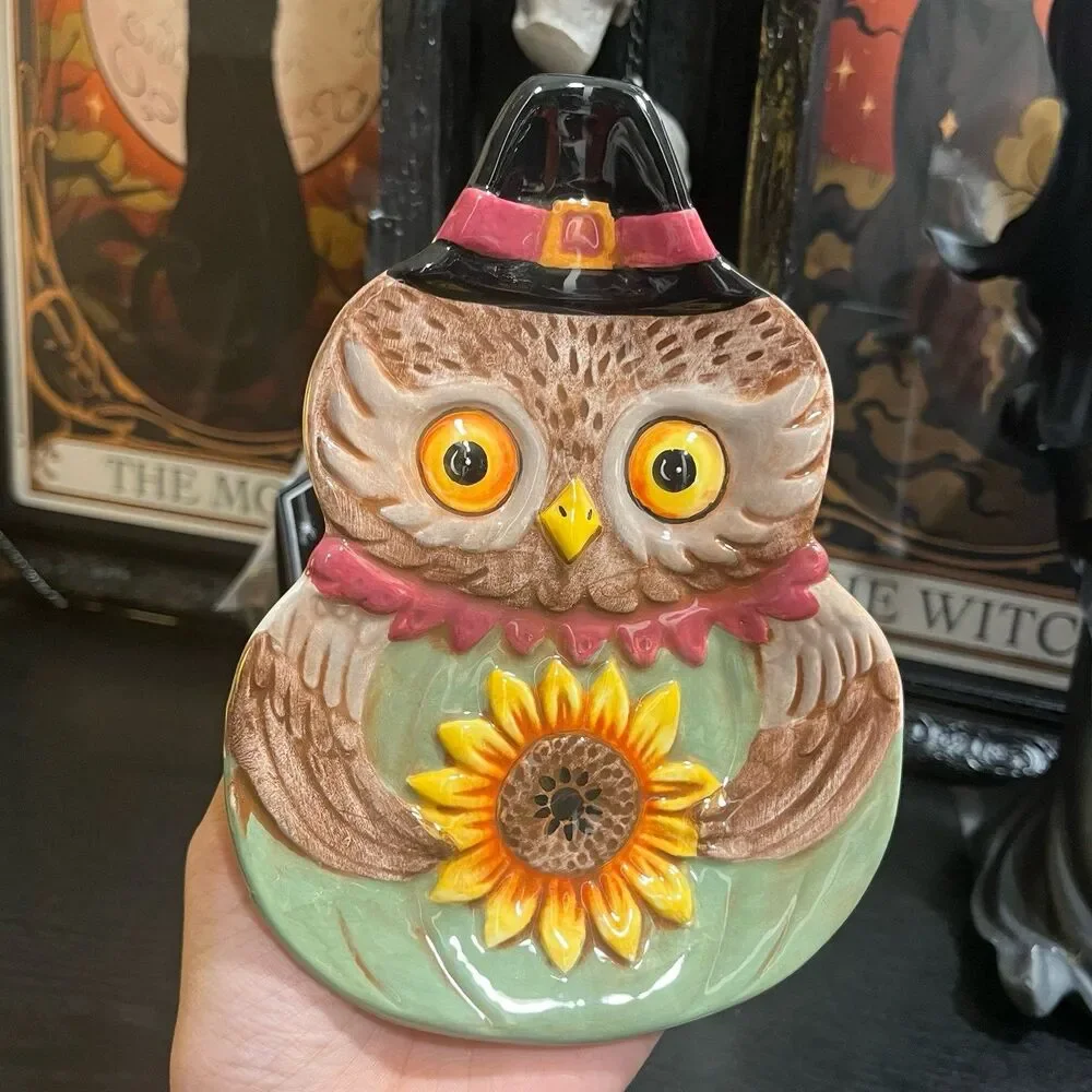 Johanna Parker Fall Thanksgiving Owl Sunflower Mini Plate